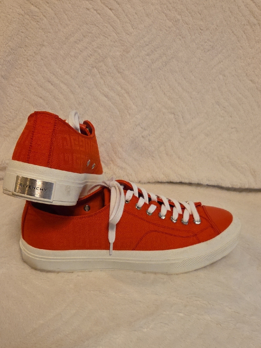 Givenchy Red-Orange Canvas Low-Top City 4G Jacquard Sneakers Sz 11 (44)